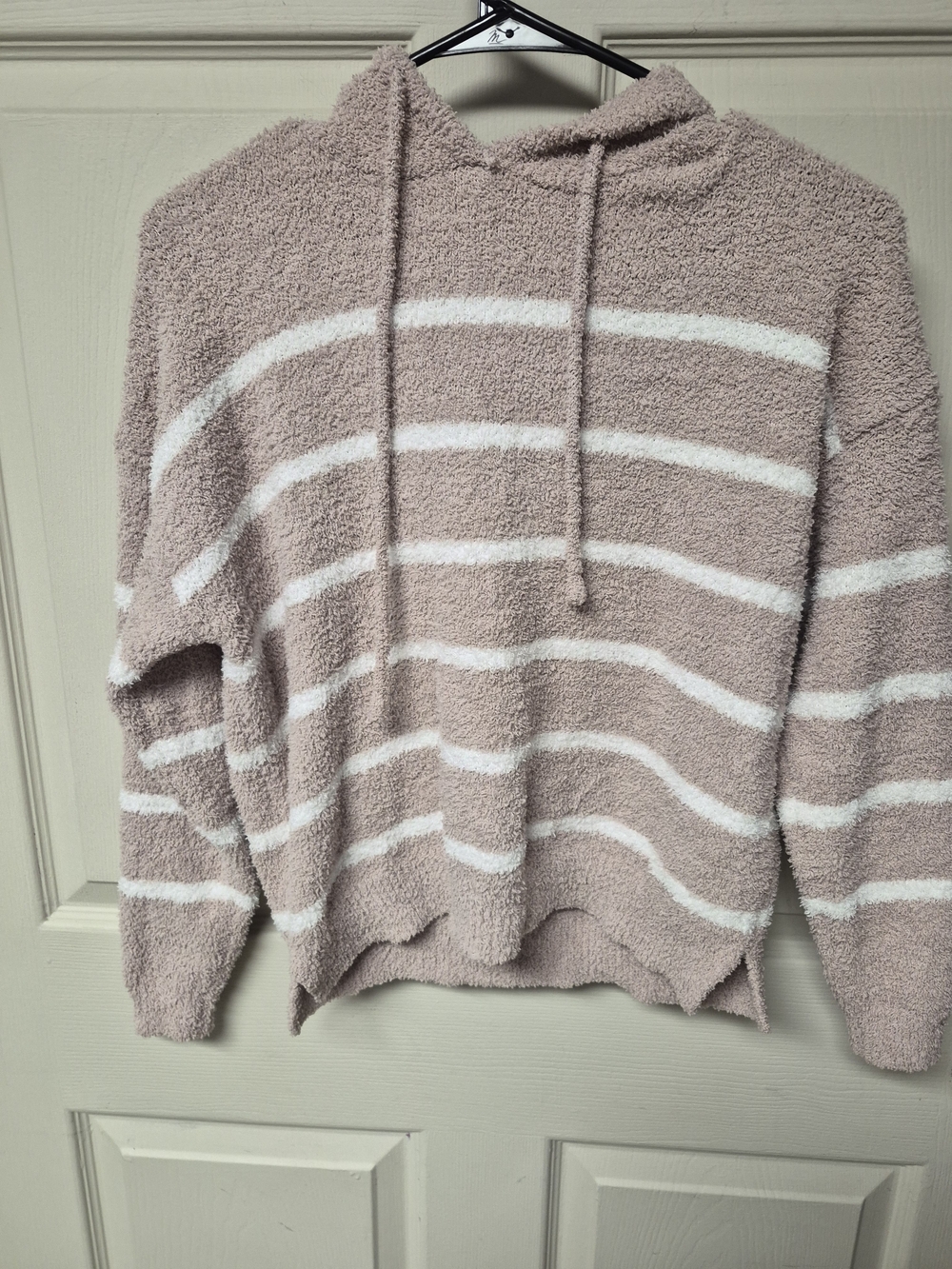 Cozy Blush Stripe Cowl Sweater Hoodie